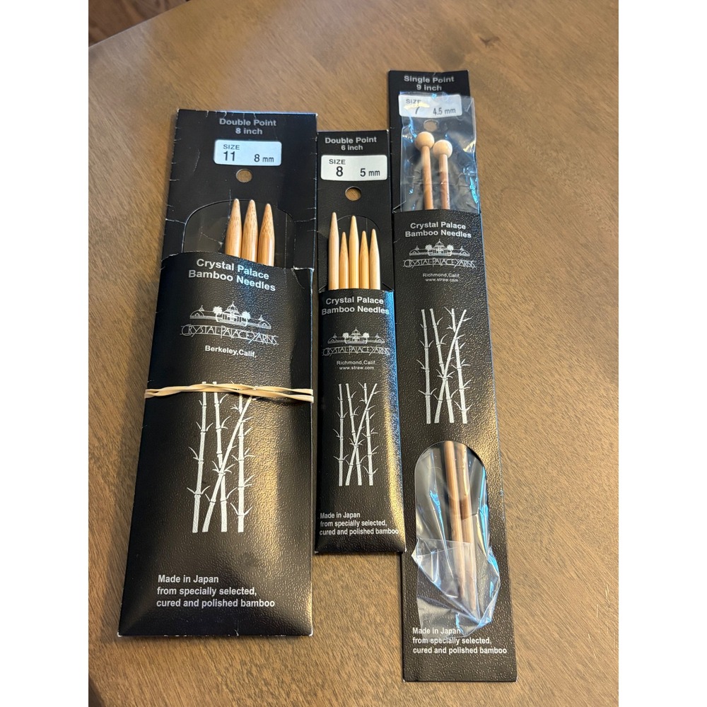 Crystal Palace Bamboo Knitting Needles Set Single & Double Point Sizes 7 8 11